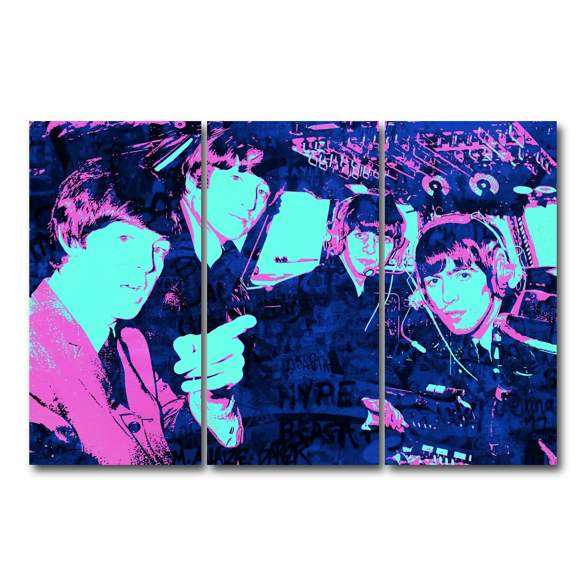 AUTO-MOCKUP WHITE | Fly Beatles | 3 Piece | Gallery Wrap Canvas | group=12x24