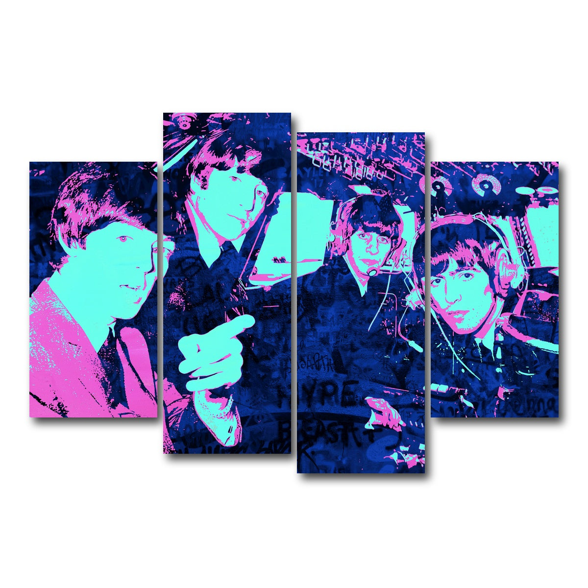 AUTO-MOCKUP WHITE | Fly Beatles | 4 Piece | Gallery Wrap Canvas | group=4_short