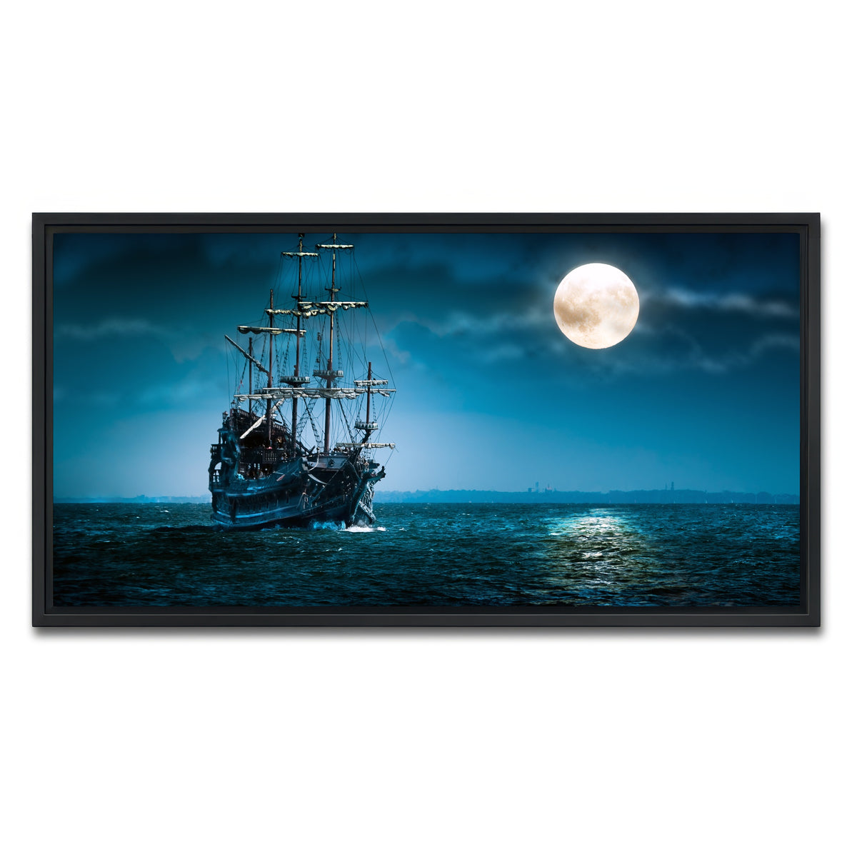 AUTO-MOCKUP WHITE | Flying Dutchman Moonlit | 1 Piece | Black Framed Canvas | group=2x1