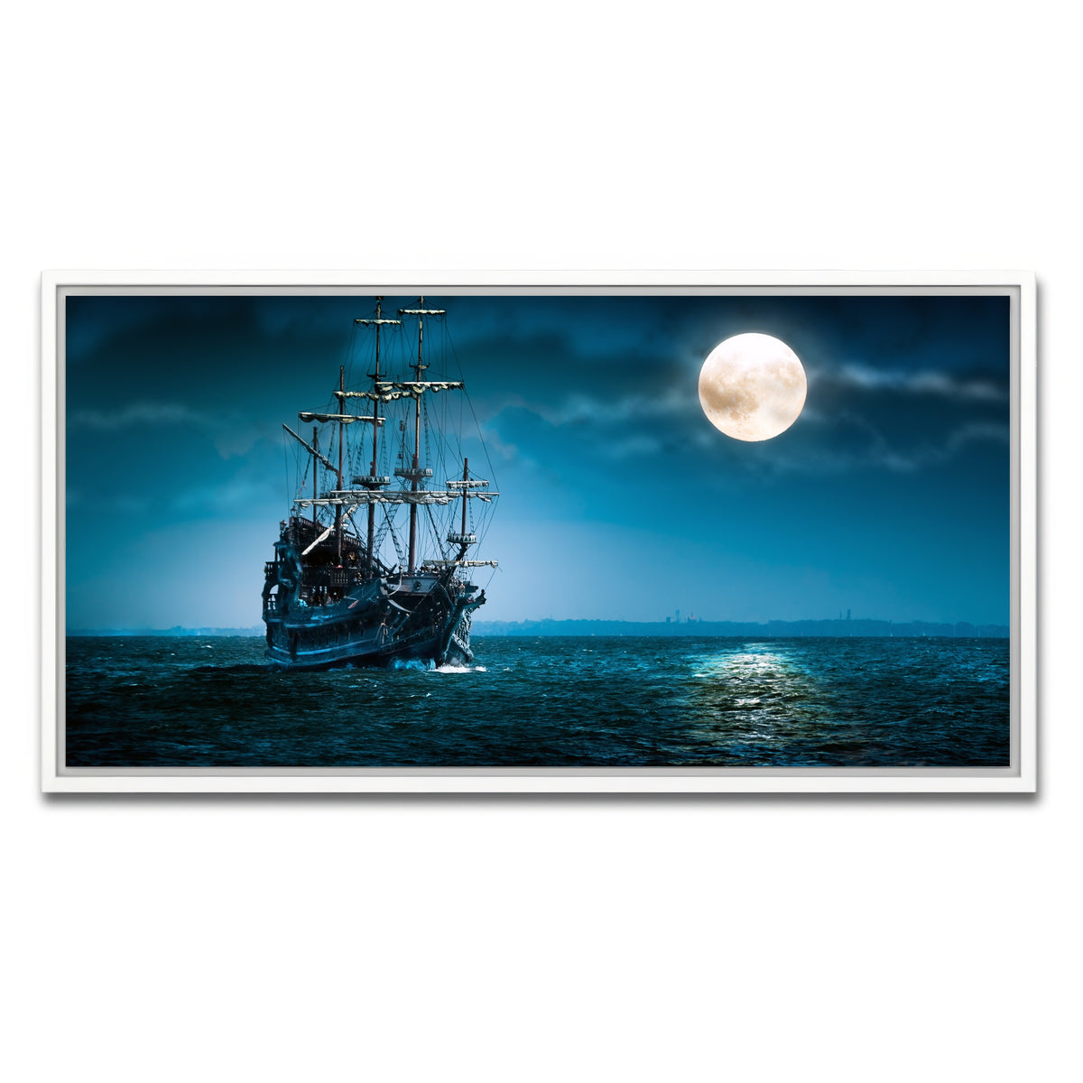 AUTO-MOCKUP WHITE | Flying Dutchman Moonlit | 1 Piece | White Framed Canvas | group=2x1
