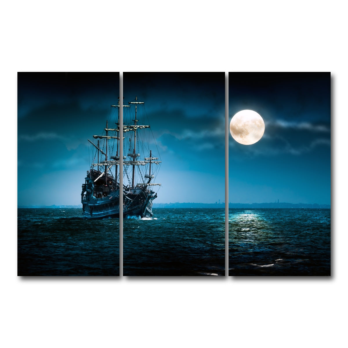 AUTO-MOCKUP WHITE | Flying Dutchman Moonlit | 3 Piece | Gallery Wrap Canvas | group=12x24