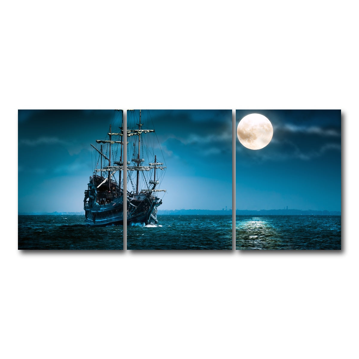 AUTO-MOCKUP WHITE | Flying Dutchman Moonlit | 3 Piece | Gallery Wrap Canvas | group=18x24