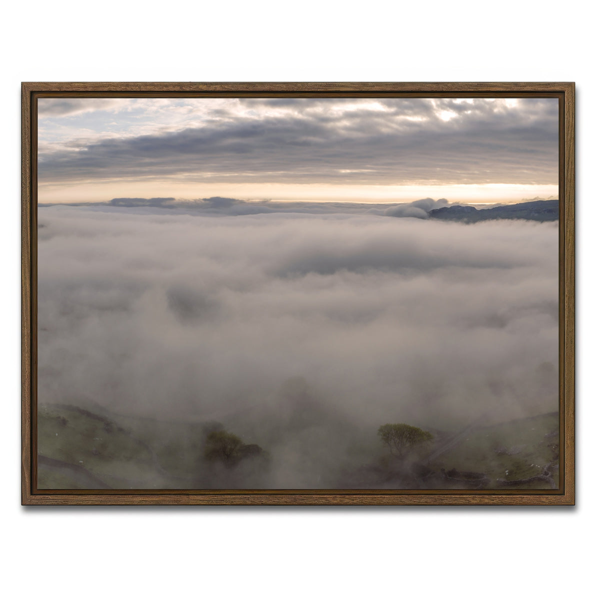 AUTO-MOCKUP WHITE | Foggy Snowdonia | 1 Piece | Walnut Framed Canvas | group=4x3