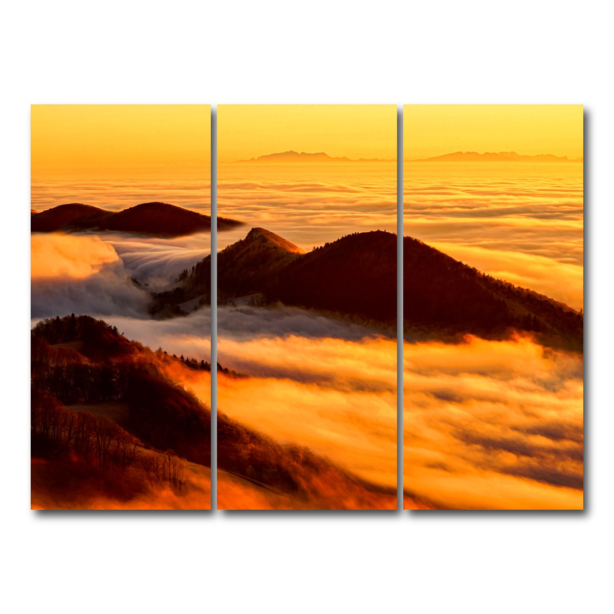 AUTO-MOCKUP WHITE | Foggy Sunset | 3 Piece | Gallery Wrap Canvas | group=8x18