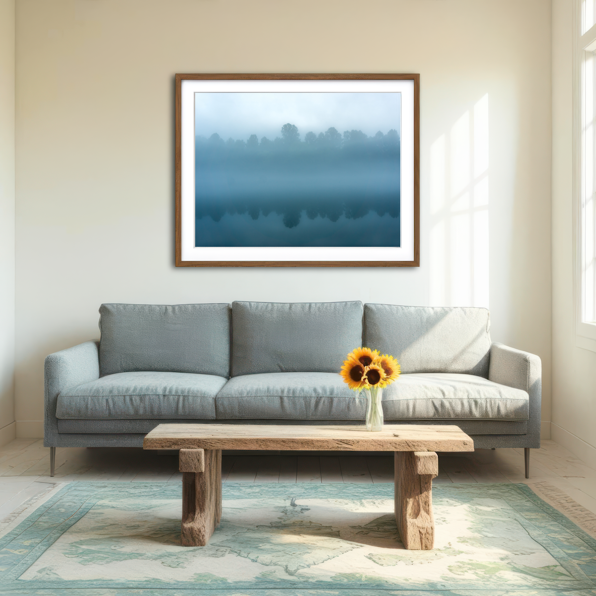 AUTO-MOCKUP ROOM | Foggy Tennessee Morning on the River Wall Art