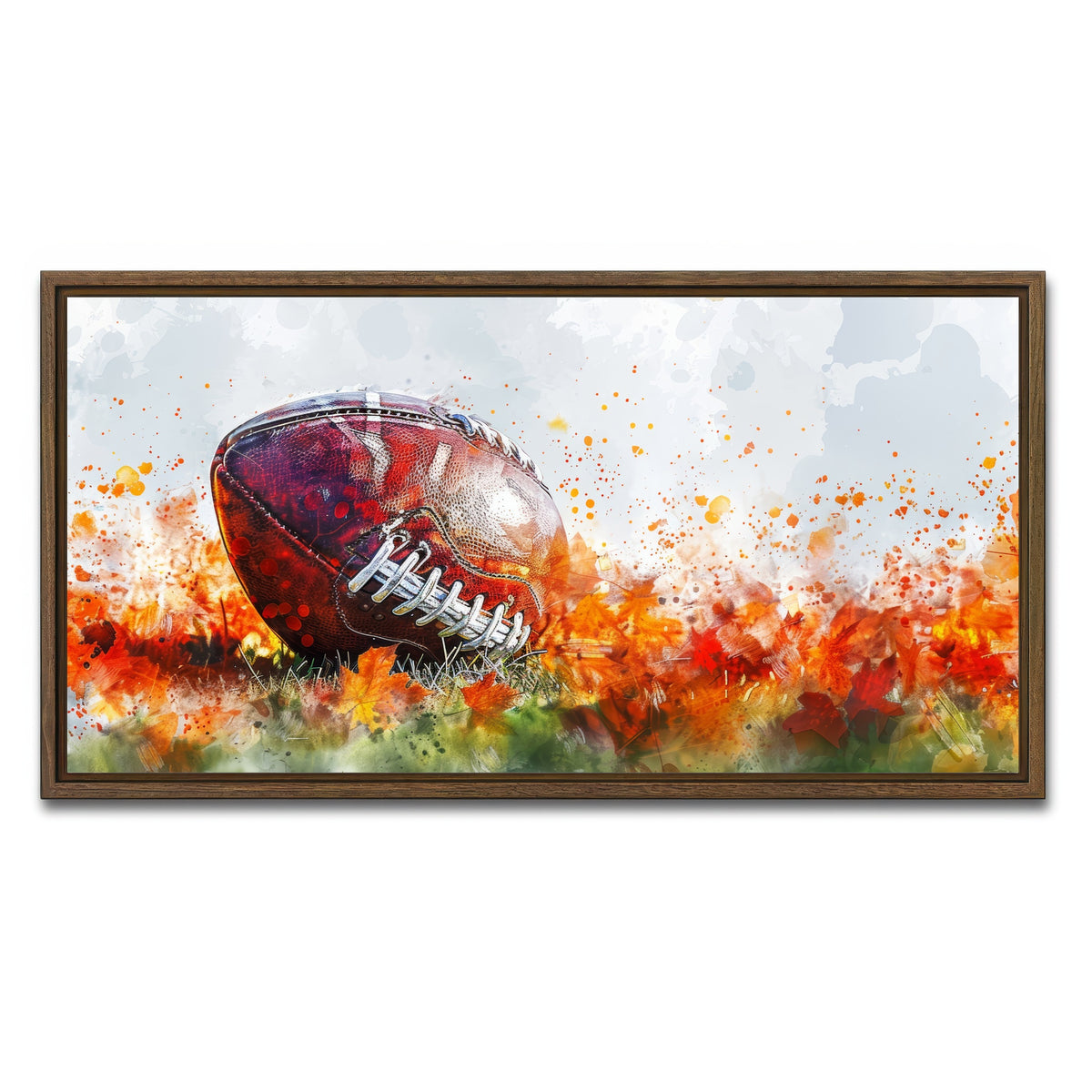 AUTO-MOCKUP WHITE | Football Abstract | 1 Piece | Walnut Framed Canvas | group=2x1