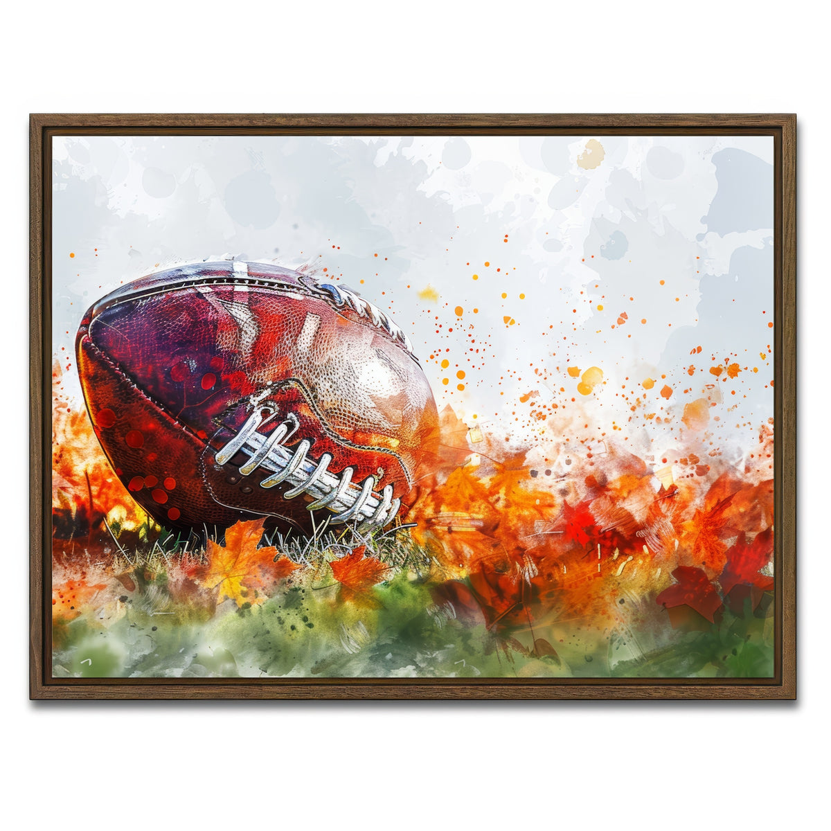 AUTO-MOCKUP WHITE | Football Abstract | 1 Piece | Walnut Framed Canvas | group=4x3