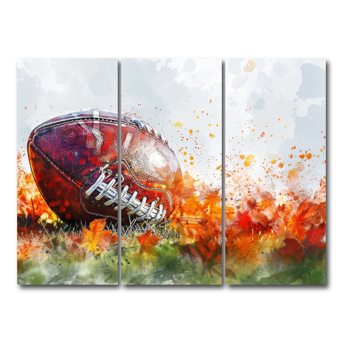 AUTO-MOCKUP WHITE | Football Abstract | 3 Piece | Gallery Wrap Canvas | group=8x18