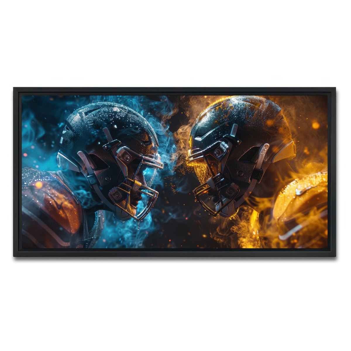 AUTO-MOCKUP WHITE | Football Players Head to Head | 1 Piece | Black Framed Canvas | group=2x1