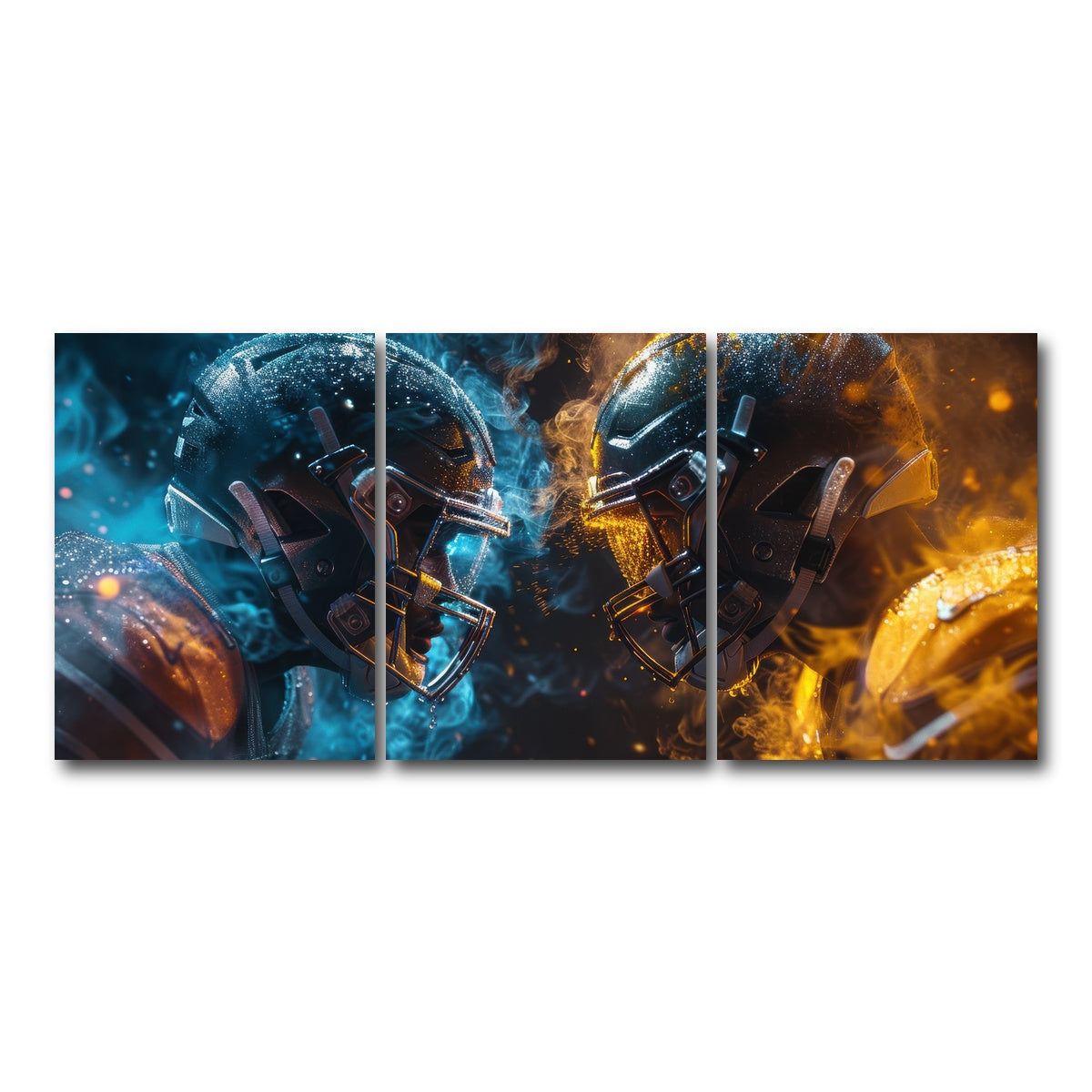 AUTO-MOCKUP WHITE | Football Players Head to Head | 3 Piece | Gallery Wrap Canvas | group=18x24