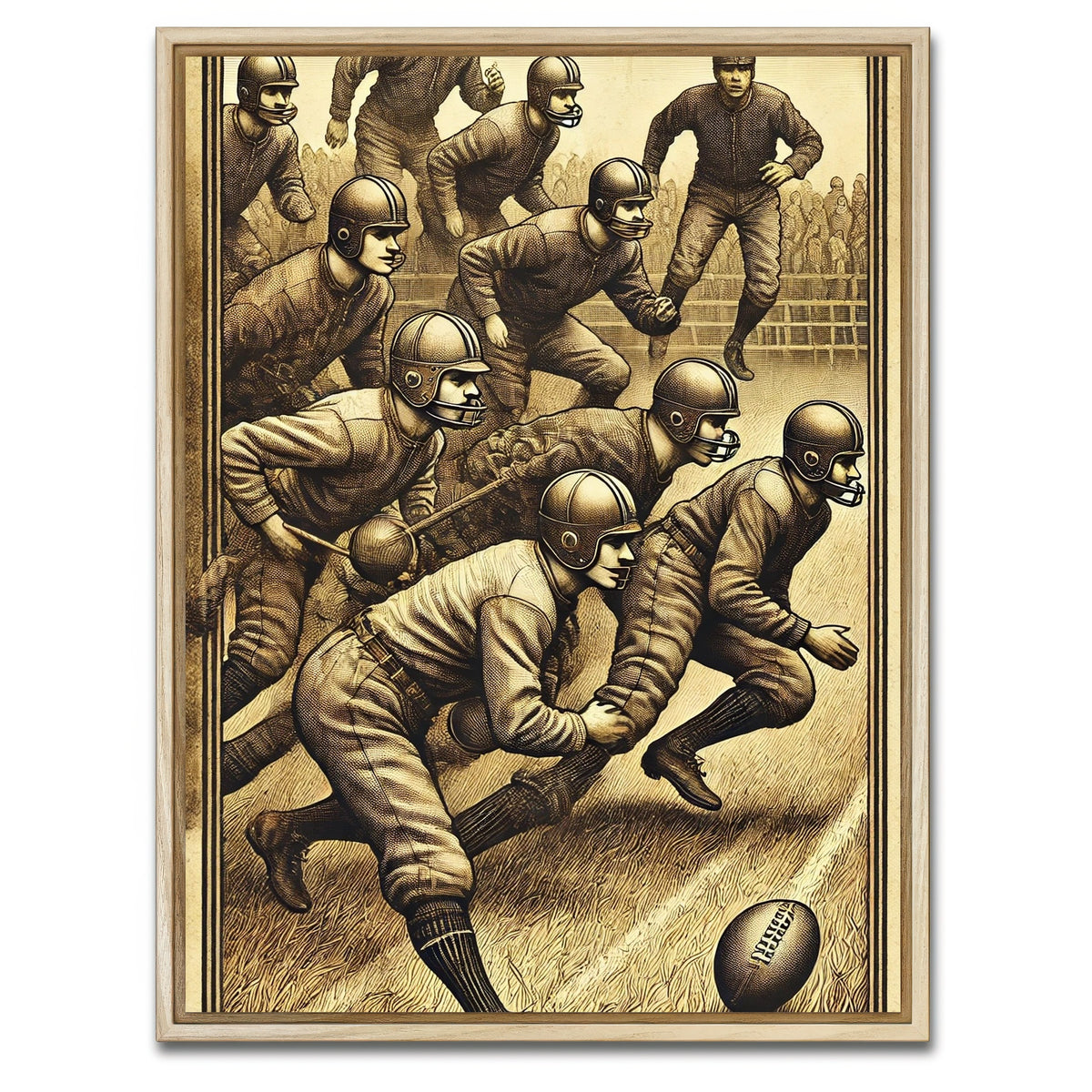 AUTO-MOCKUP WHITE | Football Scene 19th Century | 1 Piece | Natural Framed Canvas | group=3x4