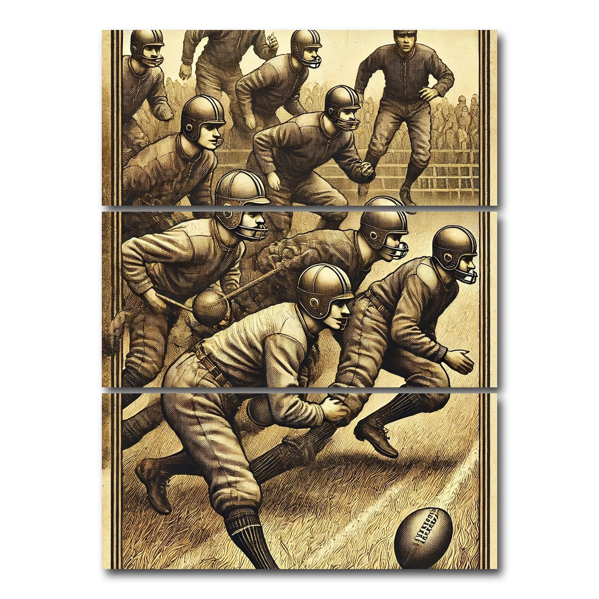 AUTO-MOCKUP WHITE | Football Scene 19th Century | 3 Piece | Gallery Wrap Canvas | group=8x18_stacked