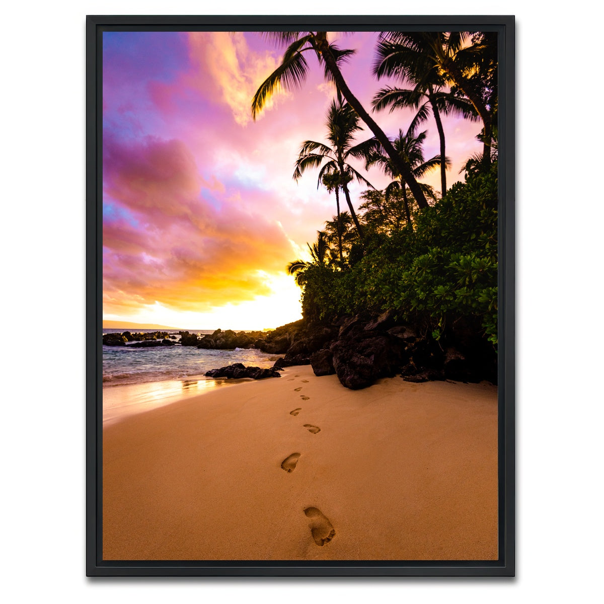 AUTO-MOCKUP WHITE | Footprints in the Sand | 1 Piece | Black Framed Canvas | group=3x4