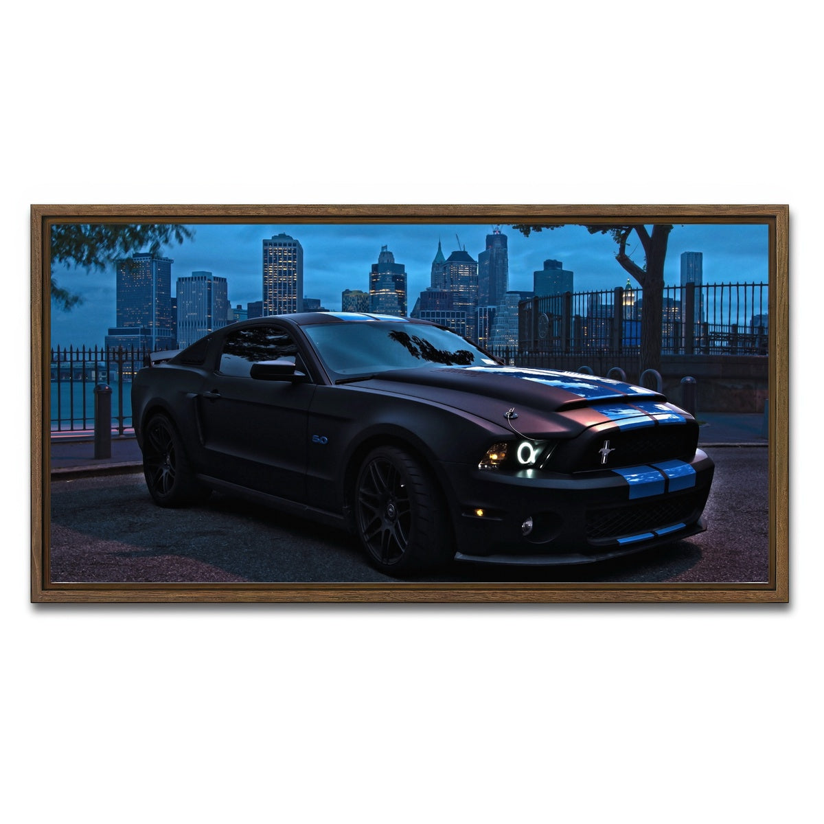 AUTO-MOCKUP WHITE | Ford Mustang GT500 | 1 Piece | Walnut Framed Canvas | group=2x1