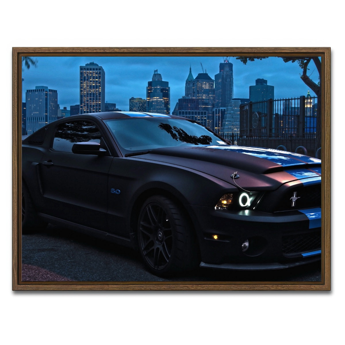 AUTO-MOCKUP WHITE | Ford Mustang GT500 | 1 Piece | Walnut Framed Canvas | group=4x3