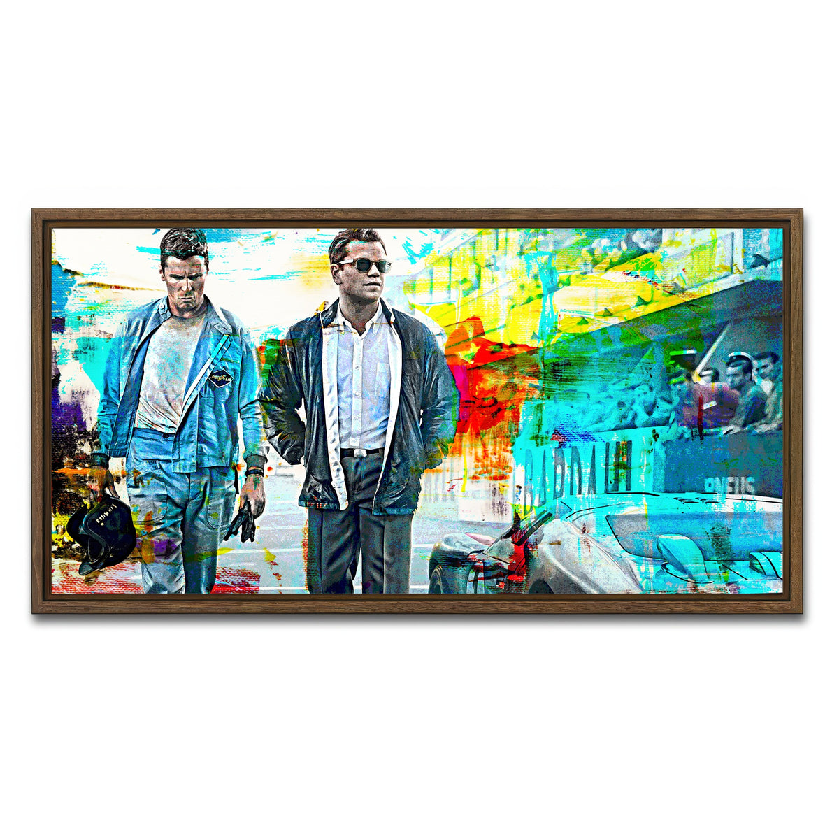 AUTO-MOCKUP WHITE | Ford vs Ferrari | 1 Piece | Walnut Framed Canvas | group=2x1