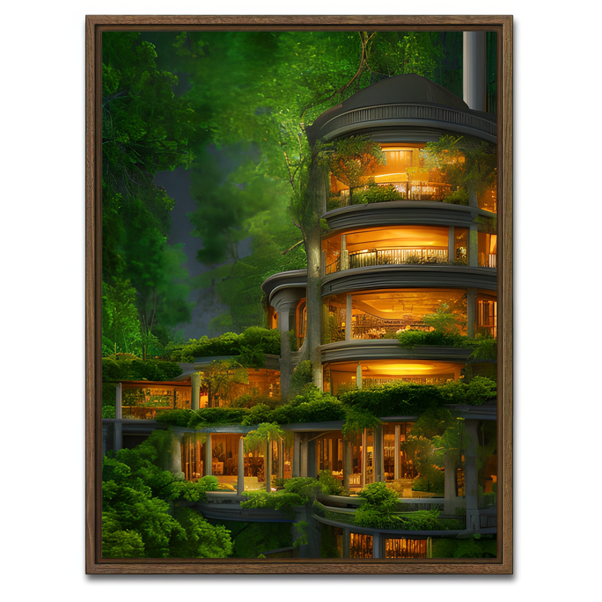 AUTO-MOCKUP WHITE | Forest Terrace | 1 Piece | Walnut Framed Canvas | group=3x4