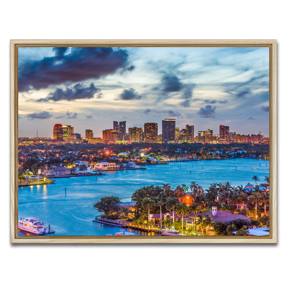 AUTO-MOCKUP WHITE | Fort Lauderdale Skyline | 1 Piece | Natural Framed Canvas | group=4x3