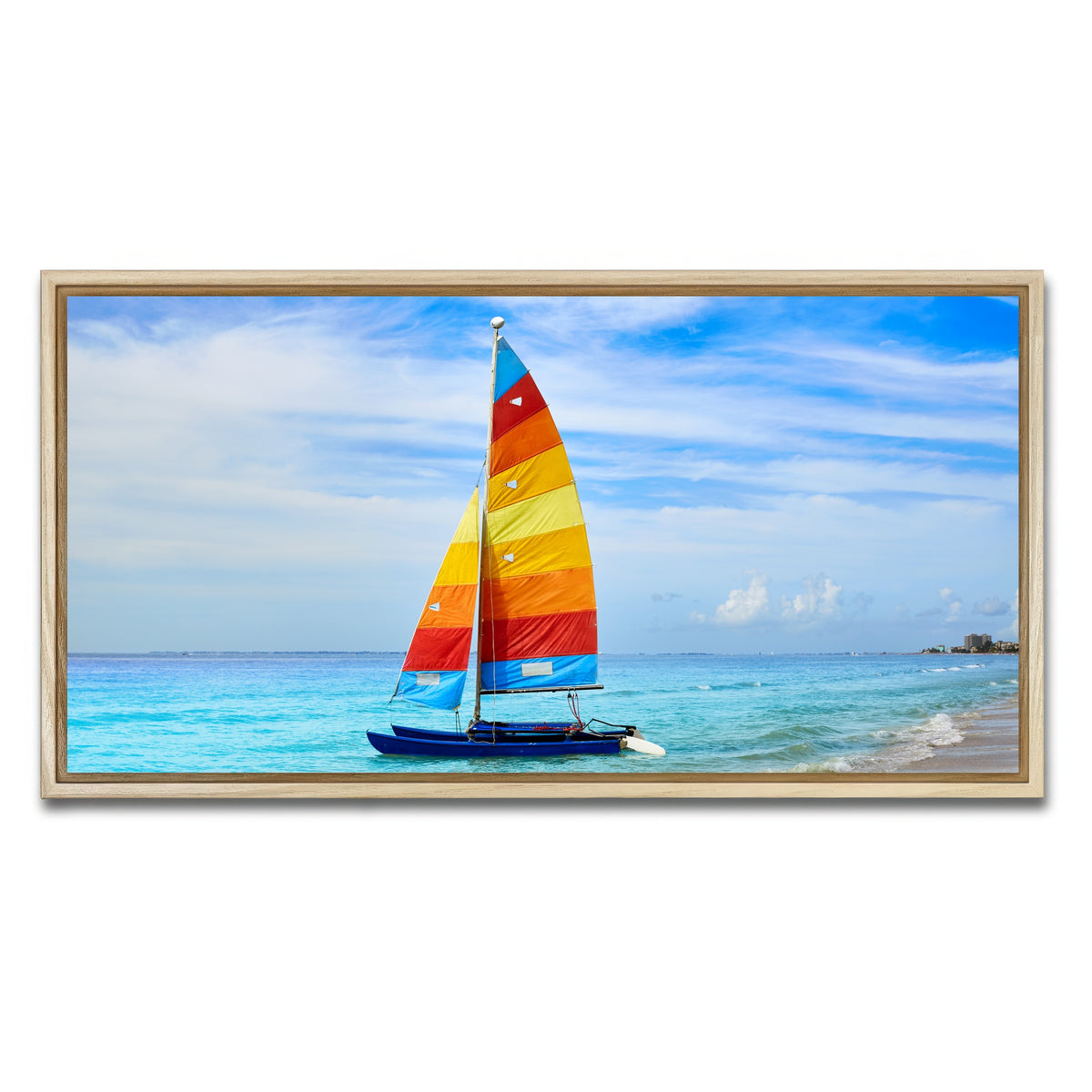 AUTO-MOCKUP WHITE | Fort Myers Beach Sailboat | 1 Piece | Natural Framed Canvas | group=2x1