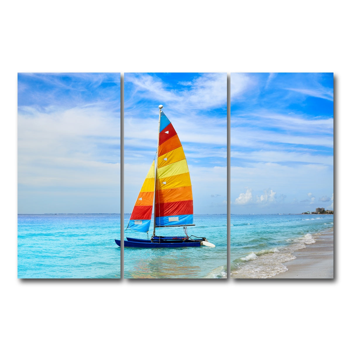 AUTO-MOCKUP WHITE | Fort Myers Beach Sailboat | 3 Piece | Gallery Wrap Canvas | group=12x24