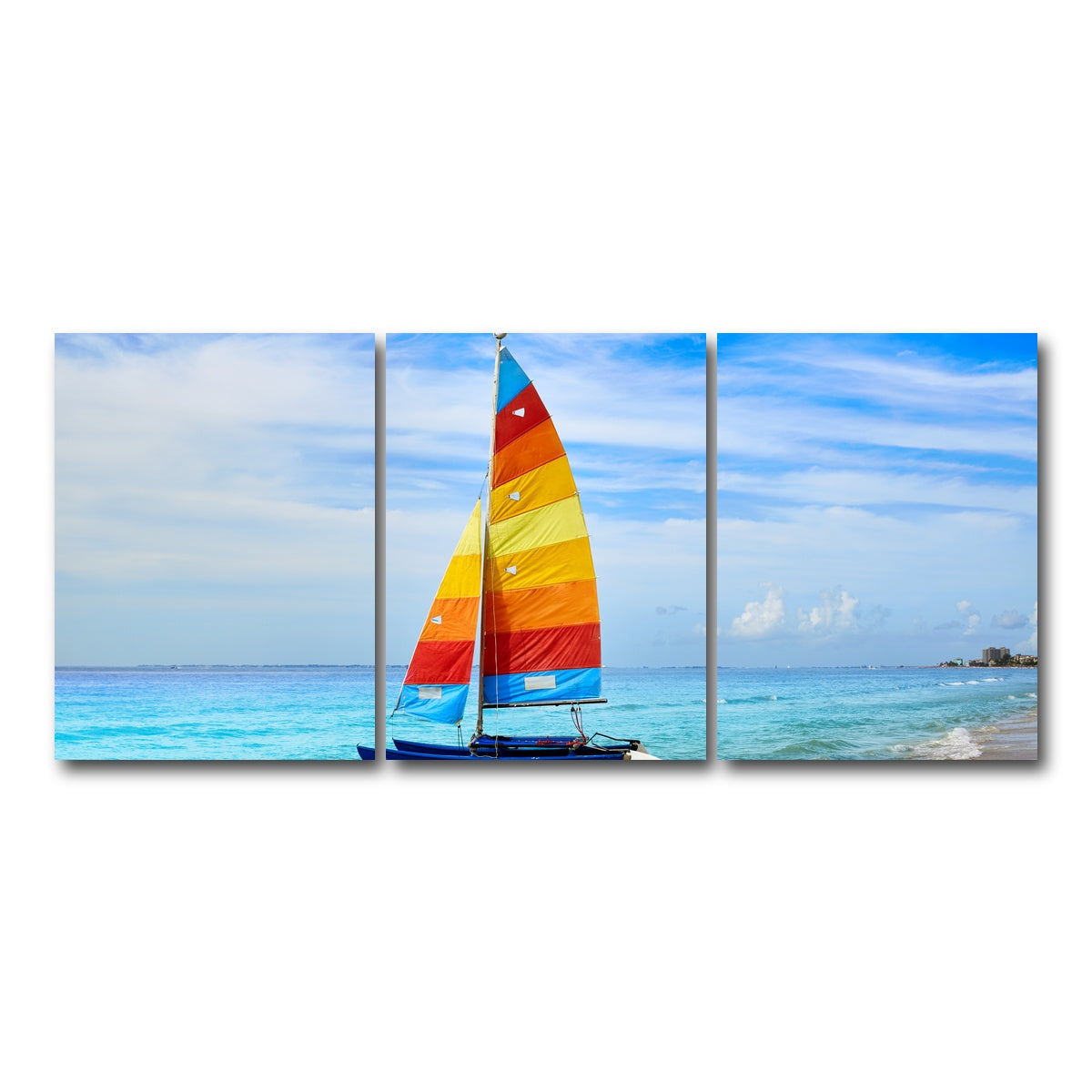 AUTO-MOCKUP WHITE | Fort Myers Beach Sailboat | 3 Piece | Gallery Wrap Canvas | group=18x24