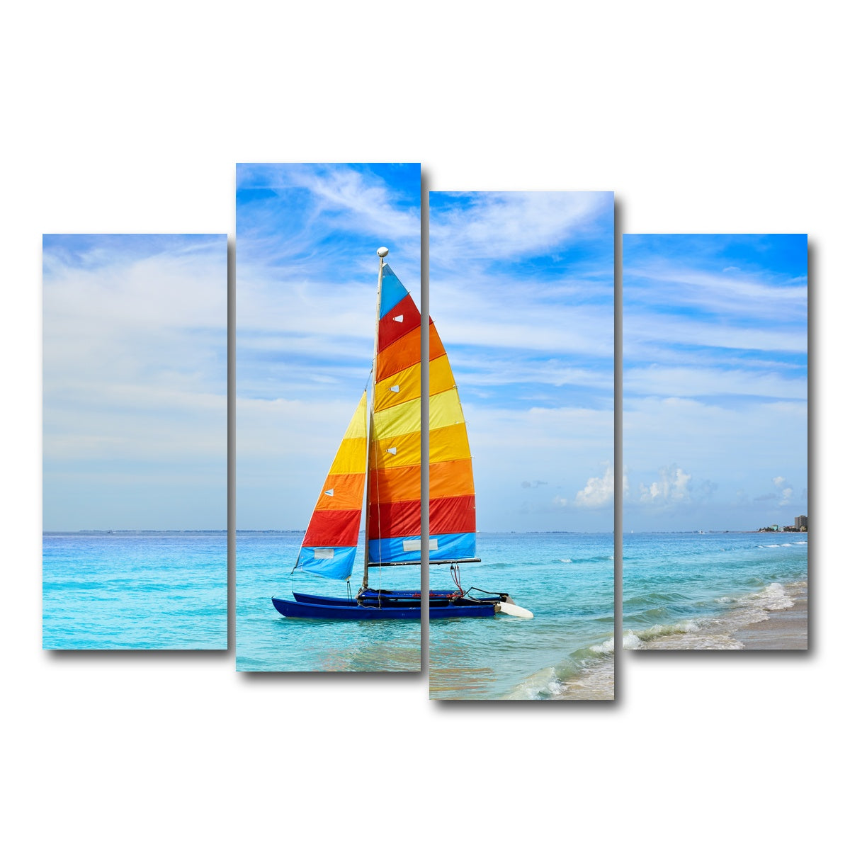 AUTO-MOCKUP WHITE | Fort Myers Beach Sailboat | 4 Piece | Gallery Wrap Canvas | group=4_normal