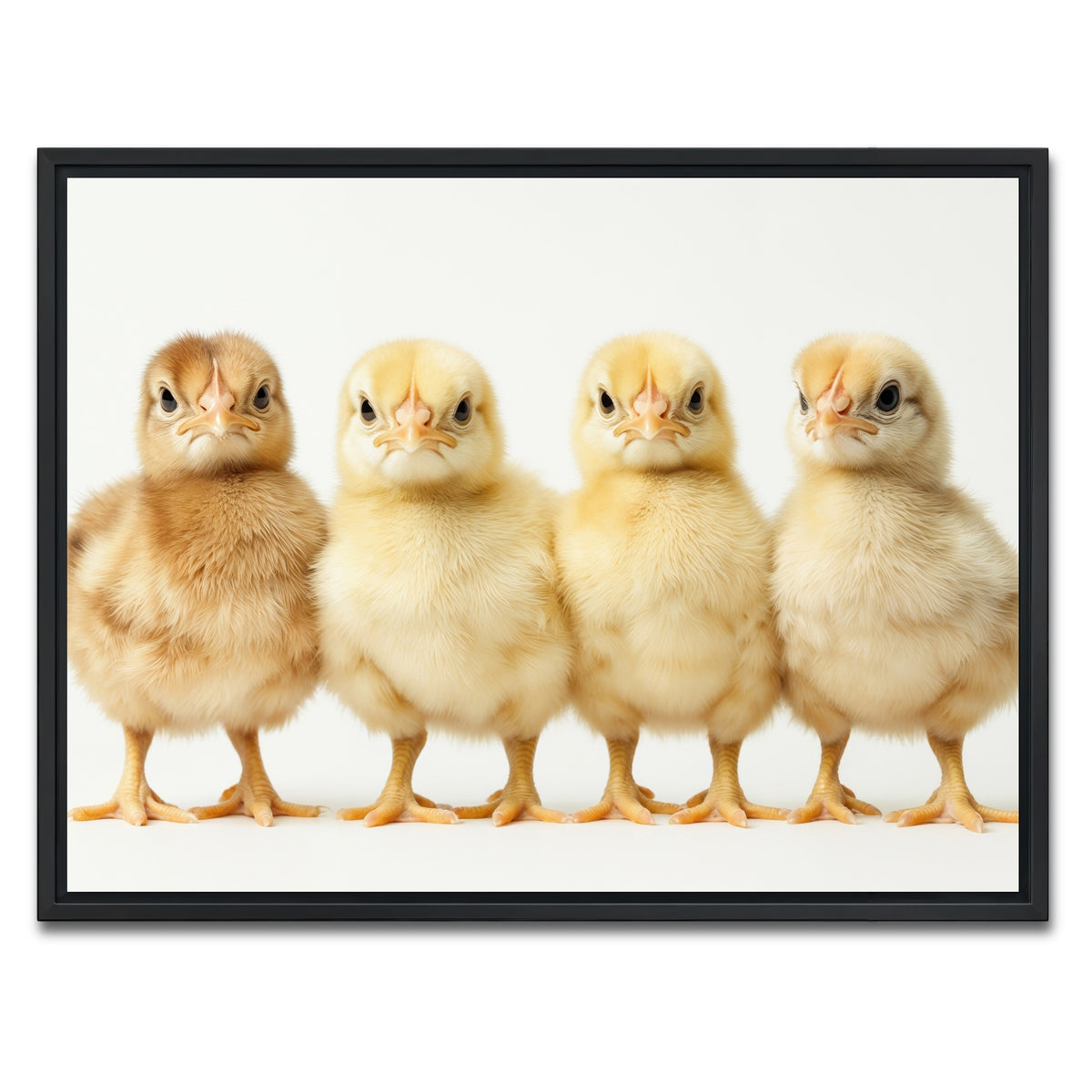 AUTO-MOCKUP WHITE | Four Baby Chickens | 1 Piece | Black Framed Canvas | group=4x3