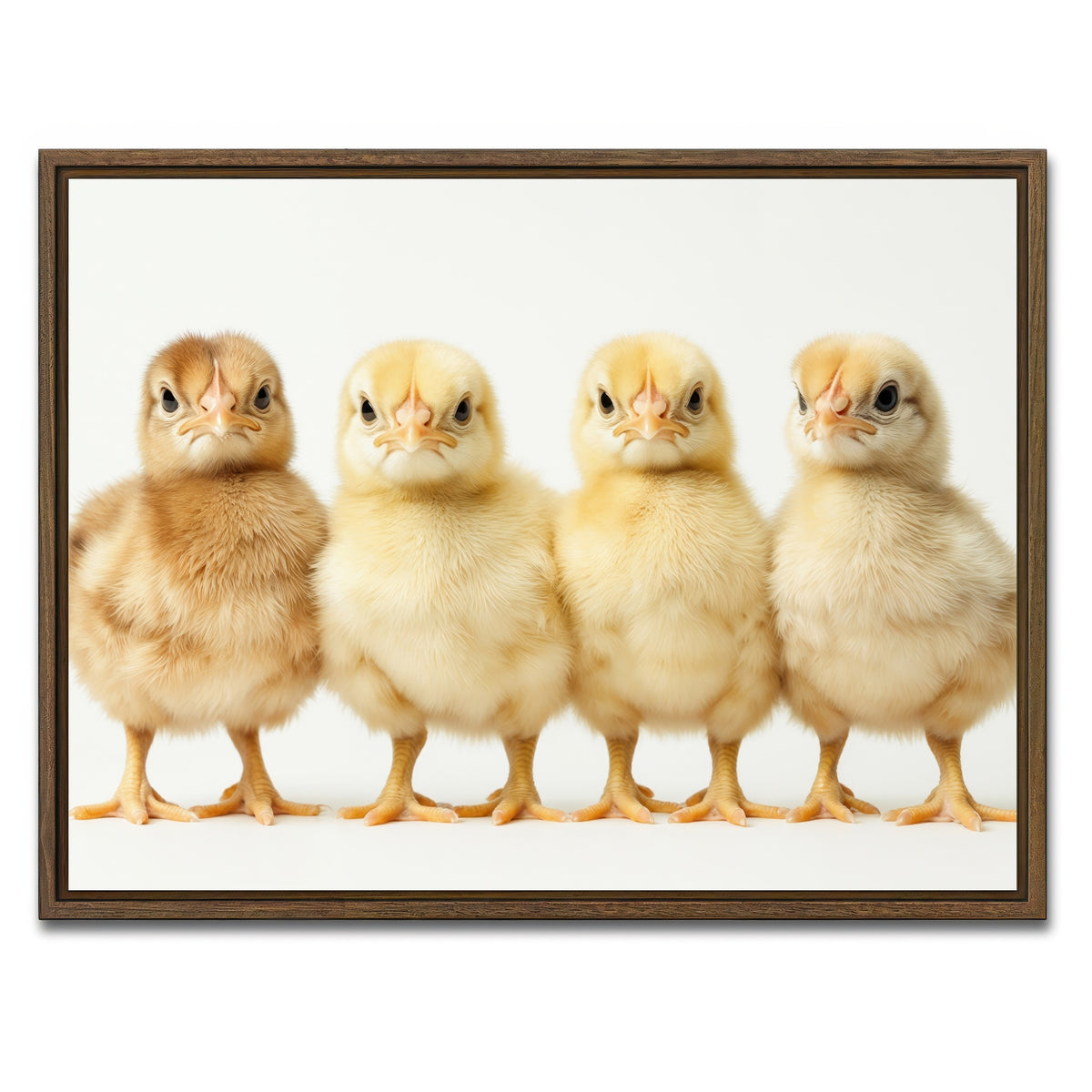 AUTO-MOCKUP WHITE | Four Baby Chickens | 1 Piece | Walnut Framed Canvas | group=4x3