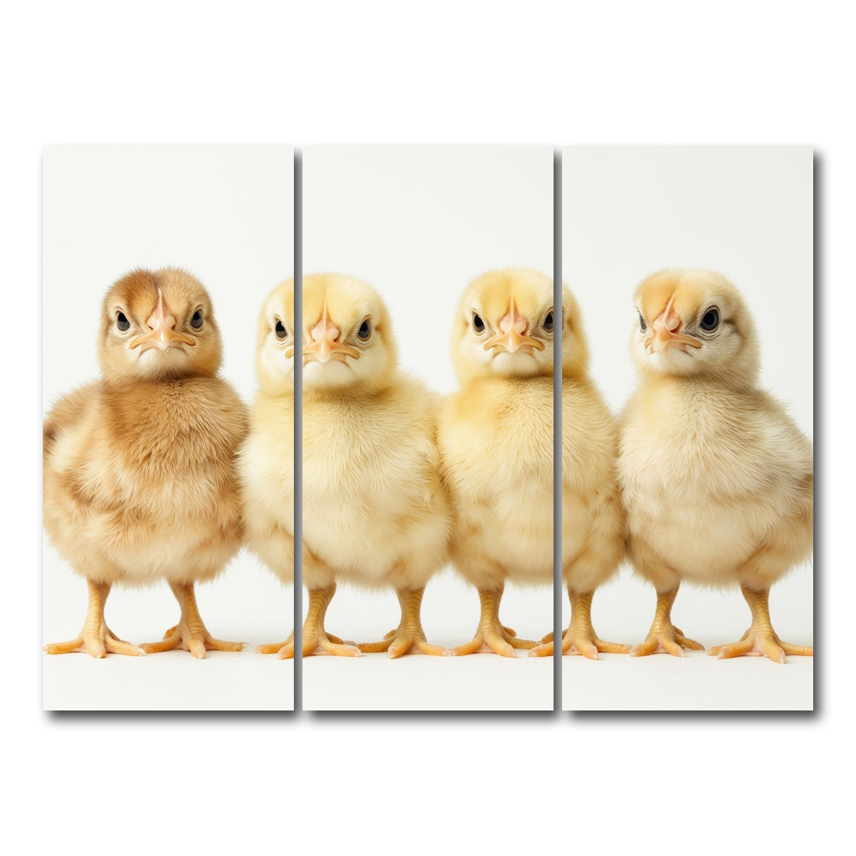 AUTO-MOCKUP WHITE | Four Baby Chickens | 3 Piece | Gallery Wrap Canvas | group=8x18
