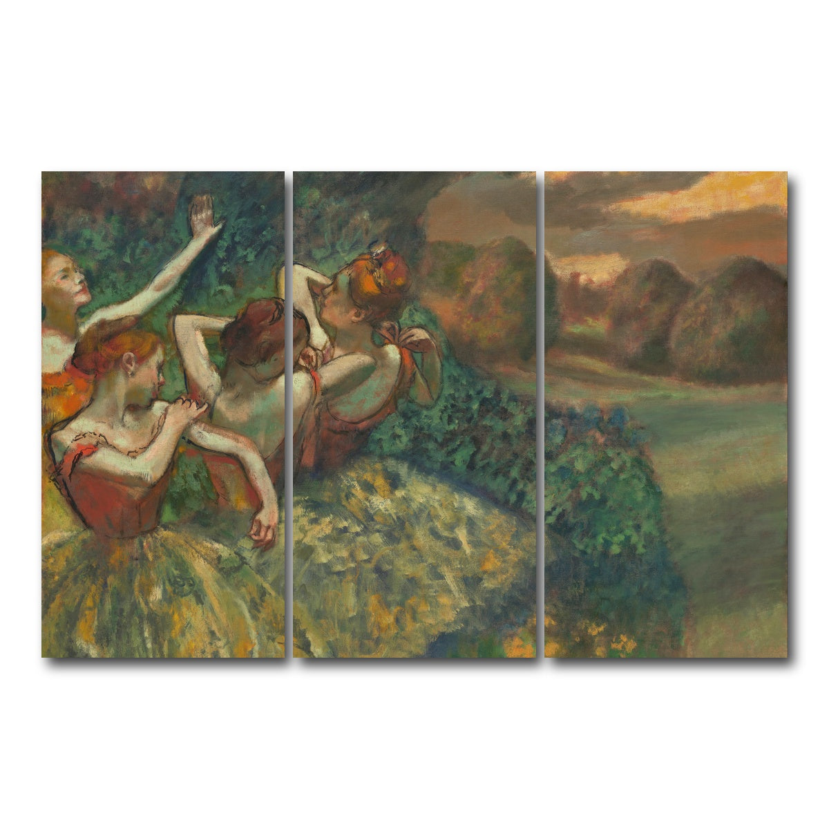 AUTO-MOCKUP WHITE | Four Dancers | 3 Piece | Gallery Wrap Canvas | group=12x24