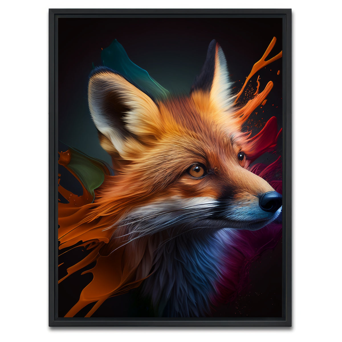 AUTO-MOCKUP WHITE | Fox Portrait | 1 Piece | Black Framed Canvas | group=3x4