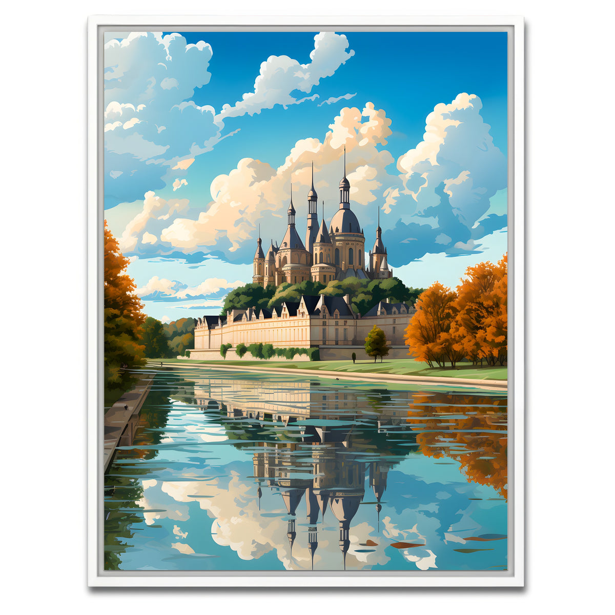 AUTO-MOCKUP WHITE | France - Chambord Castle | 1 Piece | White Framed Canvas | group=3x4