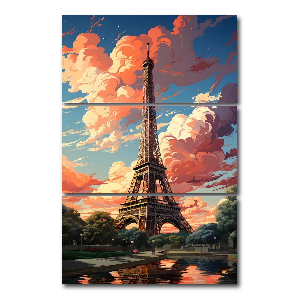 AUTO-MOCKUP WHITE | France - Eiffel | 3 Piece | Gallery Wrap Canvas | group=12x24_stacked