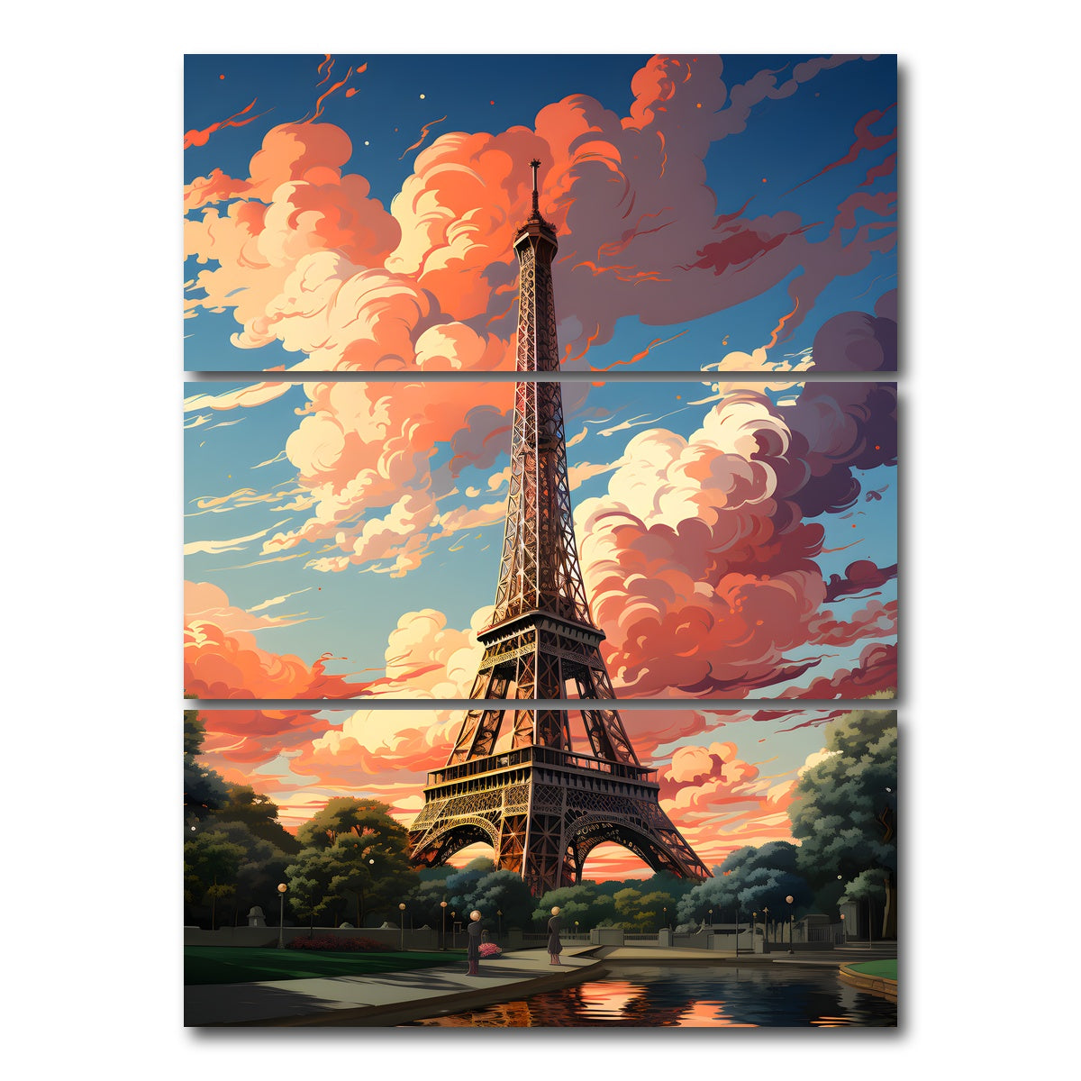 AUTO-MOCKUP WHITE | France - Eiffel | 3 Piece | Gallery Wrap Canvas | group=8x18_stacked