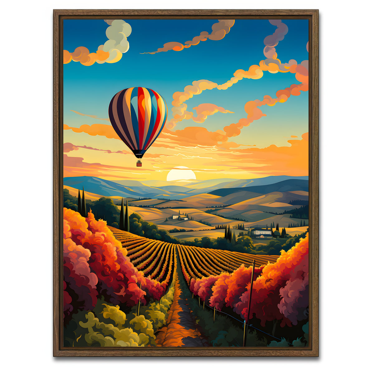 AUTO-MOCKUP WHITE | France - French Vineyards | 1 Piece | Walnut Framed Canvas | group=3x4