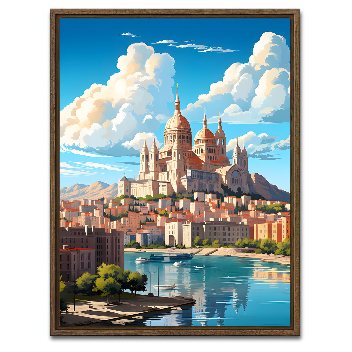 AUTO-MOCKUP WHITE | France - Marseille | 1 Piece | Walnut Framed Canvas | group=3x4