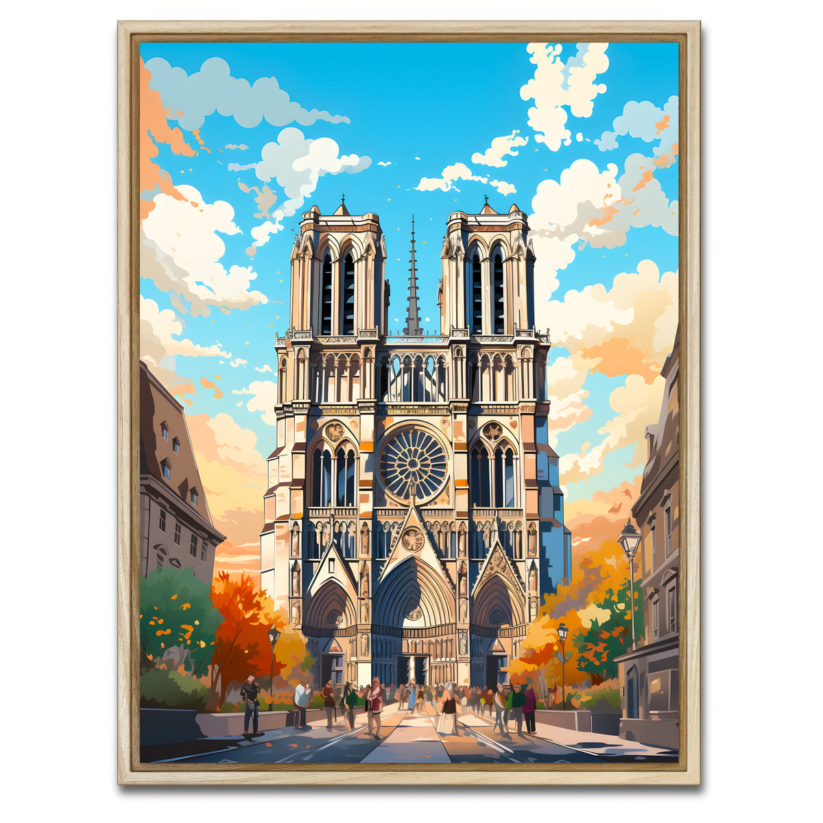 AUTO-MOCKUP WHITE | France - Notre Dame Cathedral | 1 Piece | Natural Framed Canvas | group=3x4