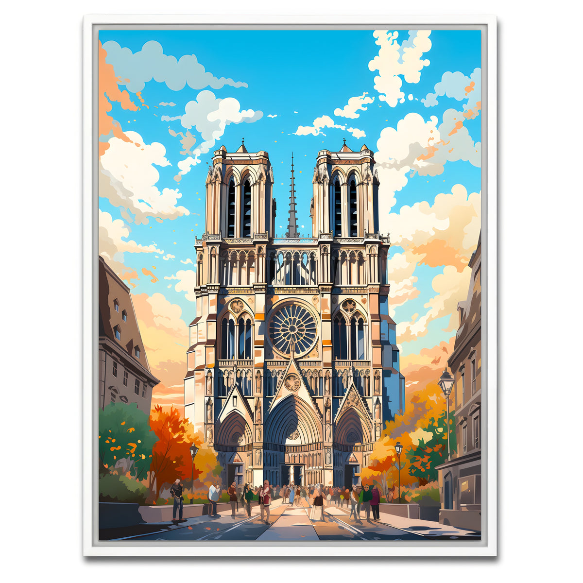 AUTO-MOCKUP WHITE | France - Notre Dame Cathedral | 1 Piece | White Framed Canvas | group=3x4