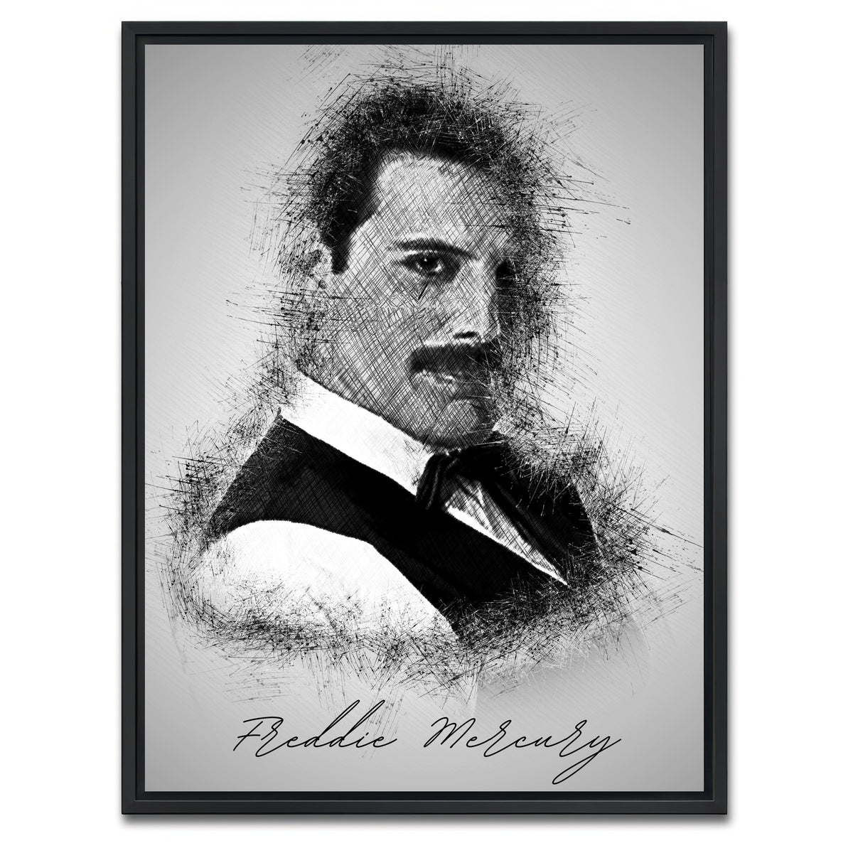 AUTO-MOCKUP WHITE | Freddie Mercury sketch | 1 Piece | Black Framed Canvas | group=3x4