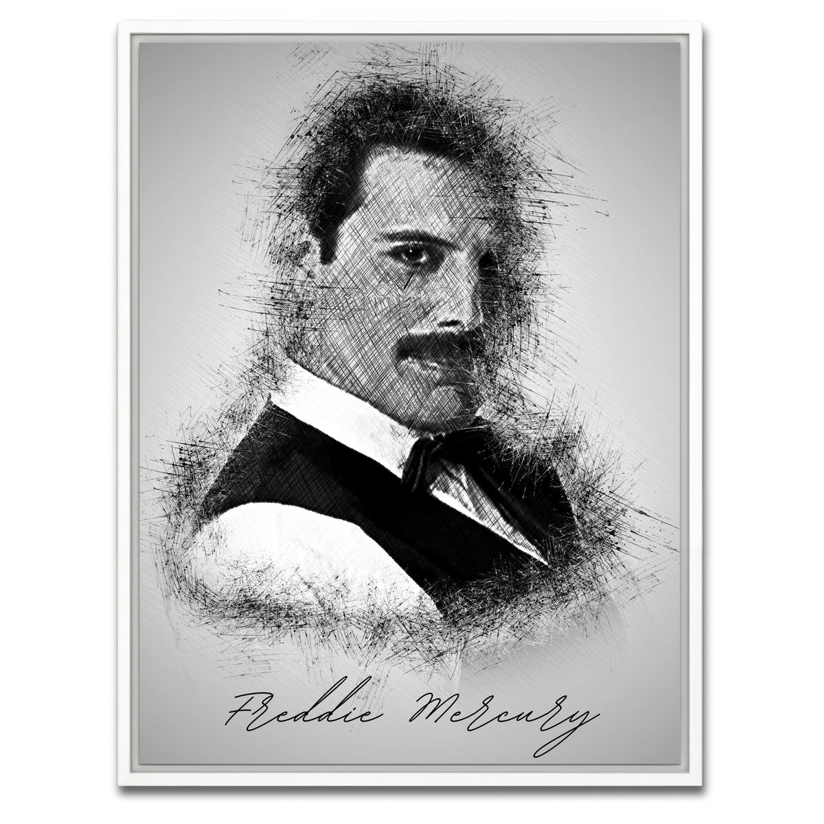 AUTO-MOCKUP WHITE | Freddie Mercury sketch | 1 Piece | White Framed Canvas | group=3x4
