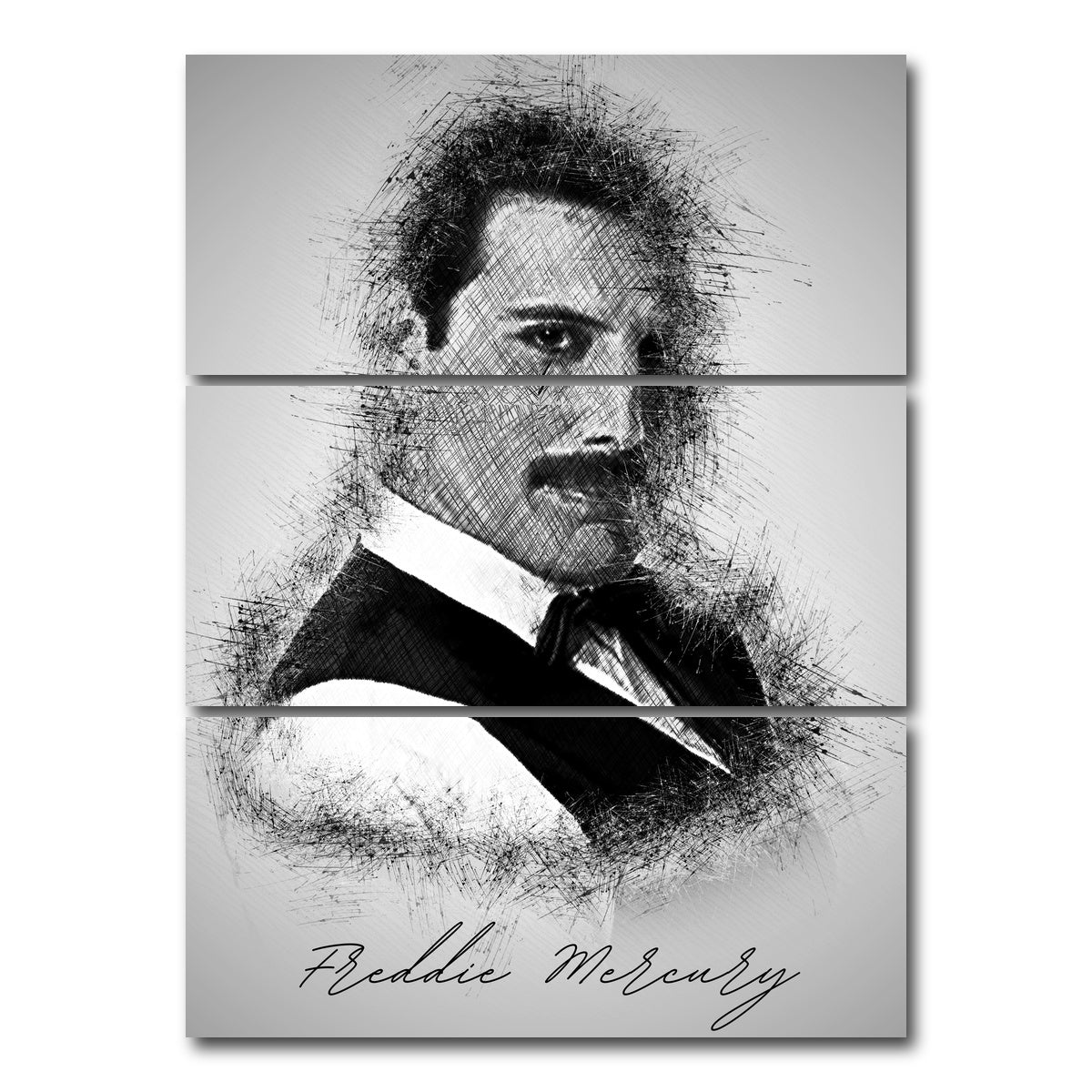 AUTO-MOCKUP WHITE | Freddie Mercury sketch | 3 Piece | Gallery Wrap Canvas | group=8x18_stacked