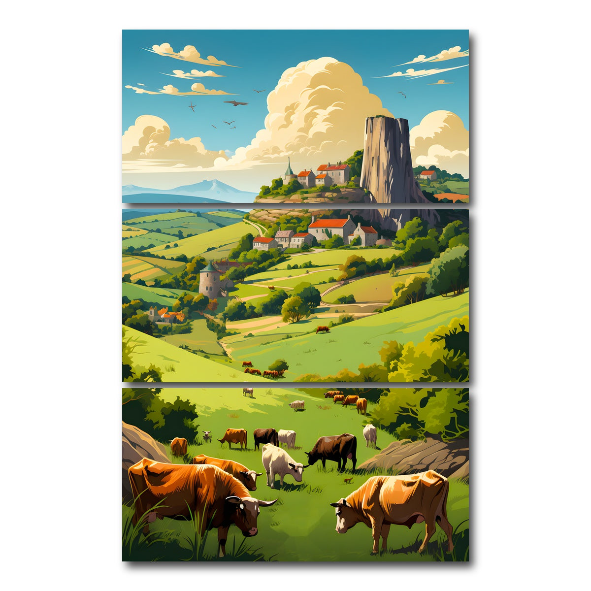 AUTO-MOCKUP WHITE | French Countryside | 3 Piece | Gallery Wrap Canvas | group=12x24_stacked