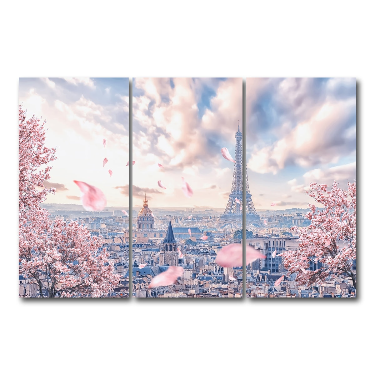 AUTO-MOCKUP WHITE | French Sakura | 3 Piece | Gallery Wrap Canvas | group=12x24