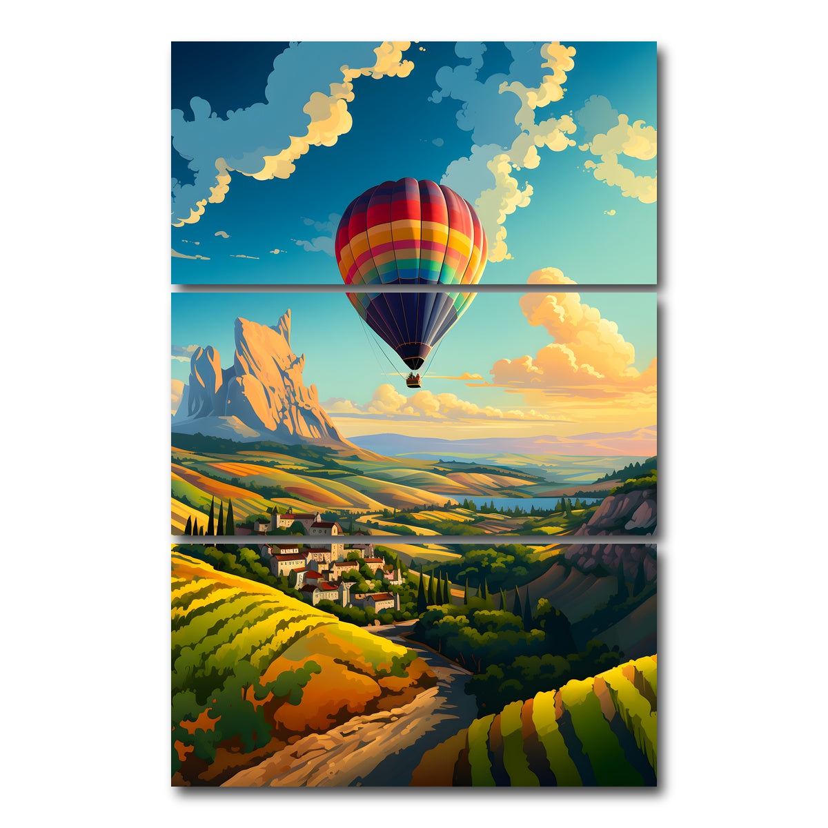 AUTO-MOCKUP WHITE | French Vineyards | 3 Piece | Gallery Wrap Canvas | group=12x24_stacked