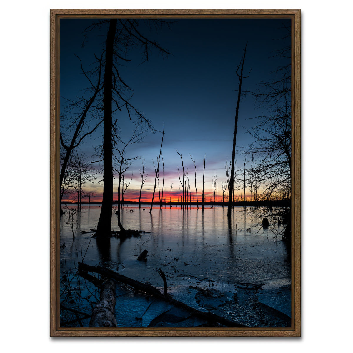 AUTO-MOCKUP WHITE | Frozen Sunset | 1 Piece | Walnut Framed Canvas | group=3x4