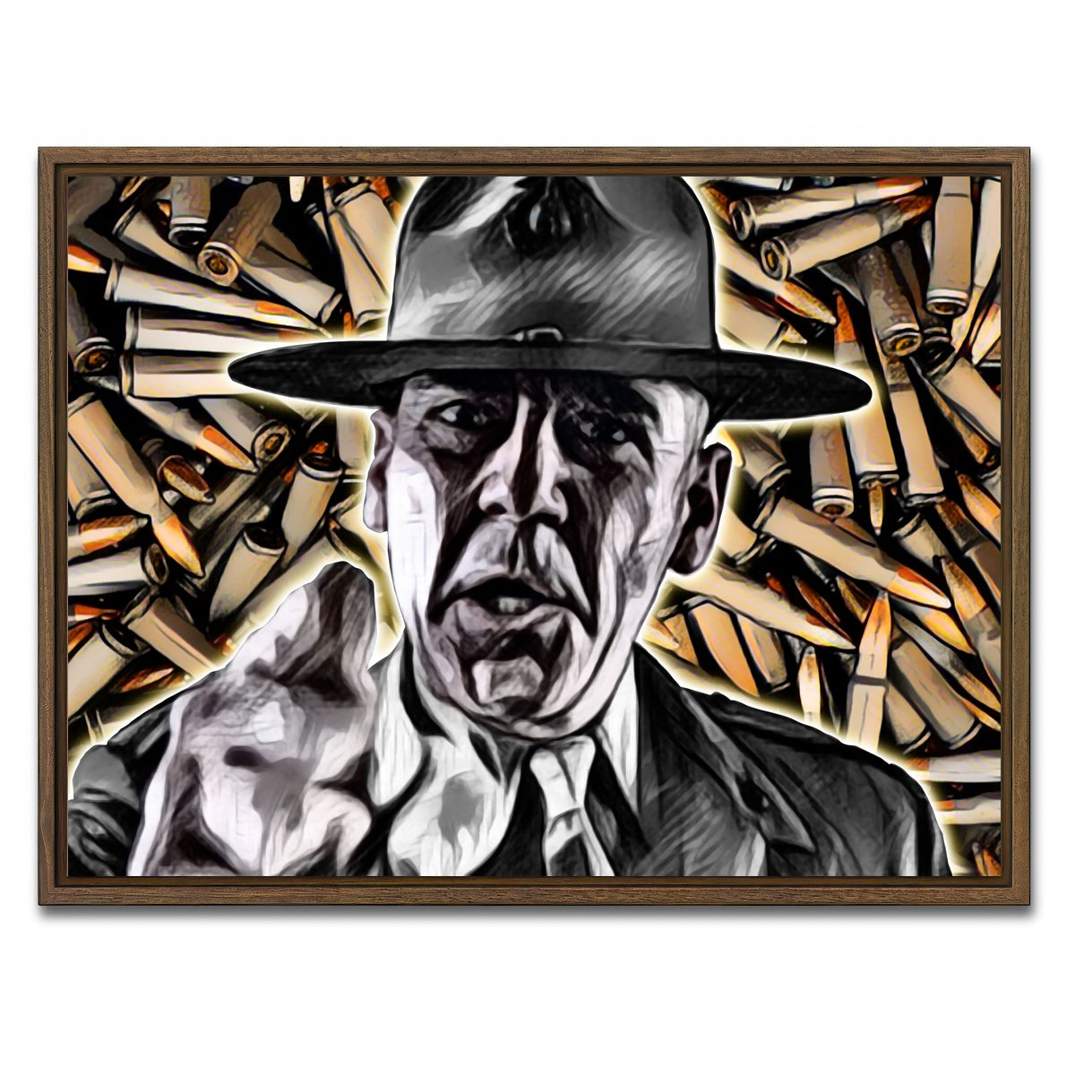 AUTO-MOCKUP WHITE | Full Metal Jacket Bullets | 1 Piece | Walnut Framed Canvas | group=4x3