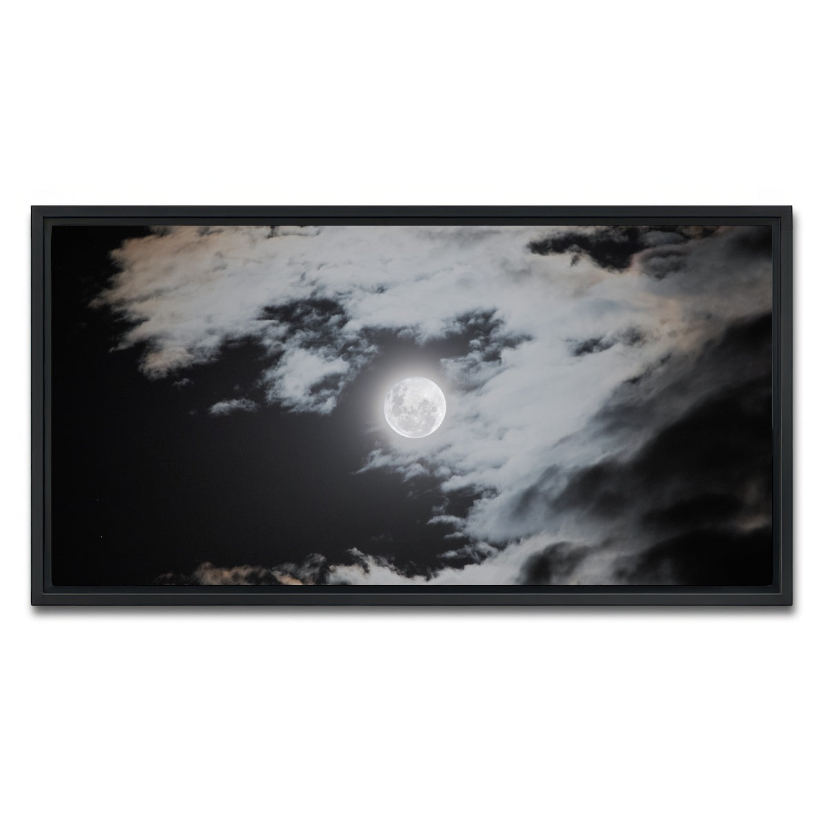 AUTO-MOCKUP WHITE | Full moon behind clouds | 1 Piece | Black Framed Canvas | group=2x1