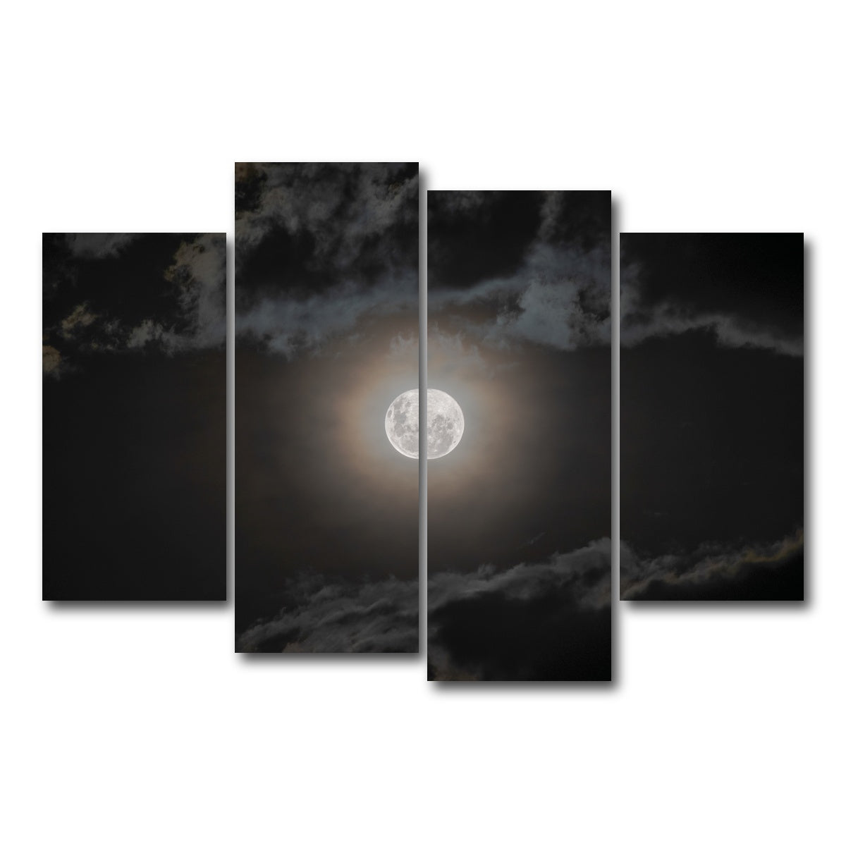 AUTO-MOCKUP WHITE | Full moon on a cloudy night | 4 Piece | Gallery Wrap Canvas | group=4_short