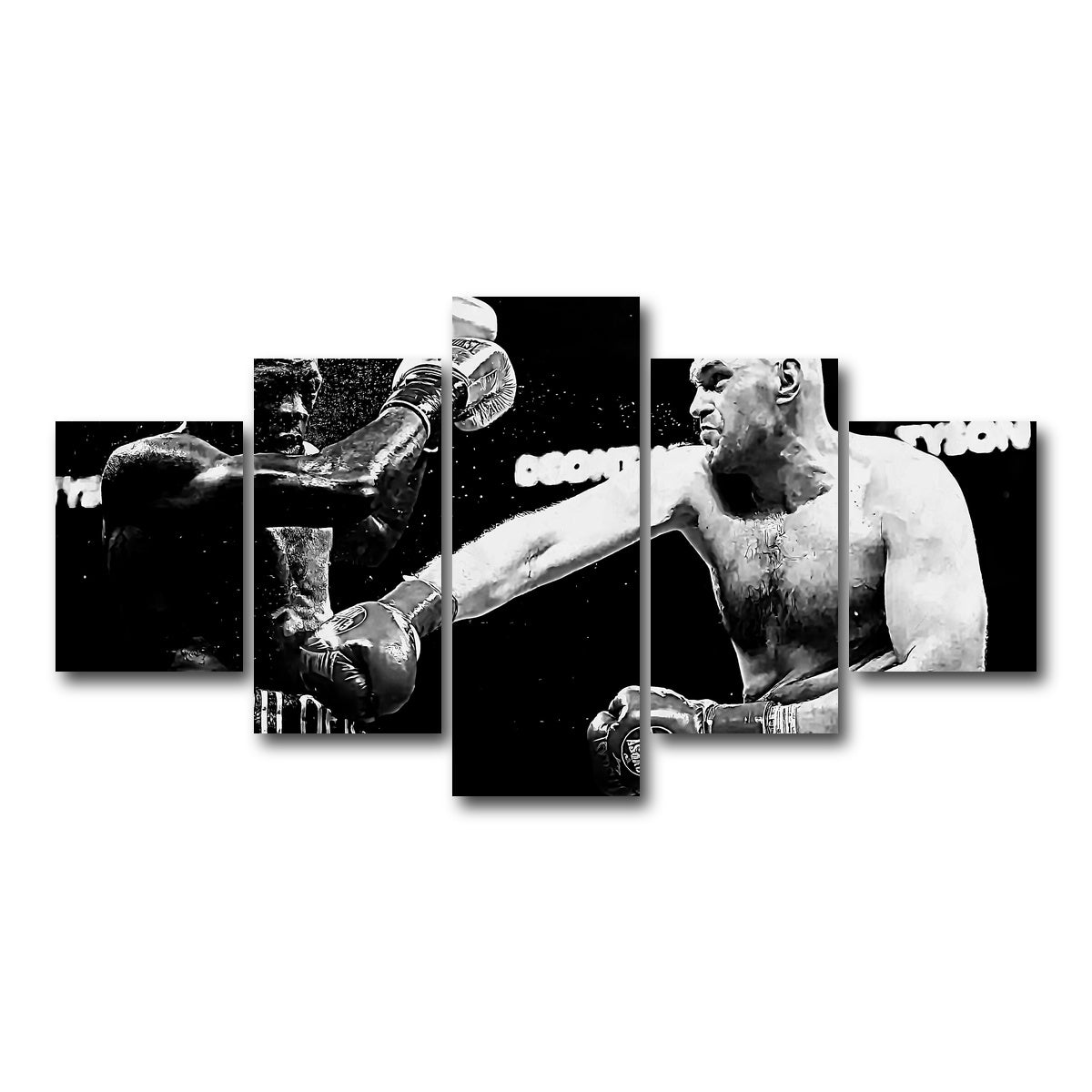 AUTO-MOCKUP WHITE | Fury Vs. Wilder Grayscale | 5 Piece | Gallery Wrap Canvas | group=5_short