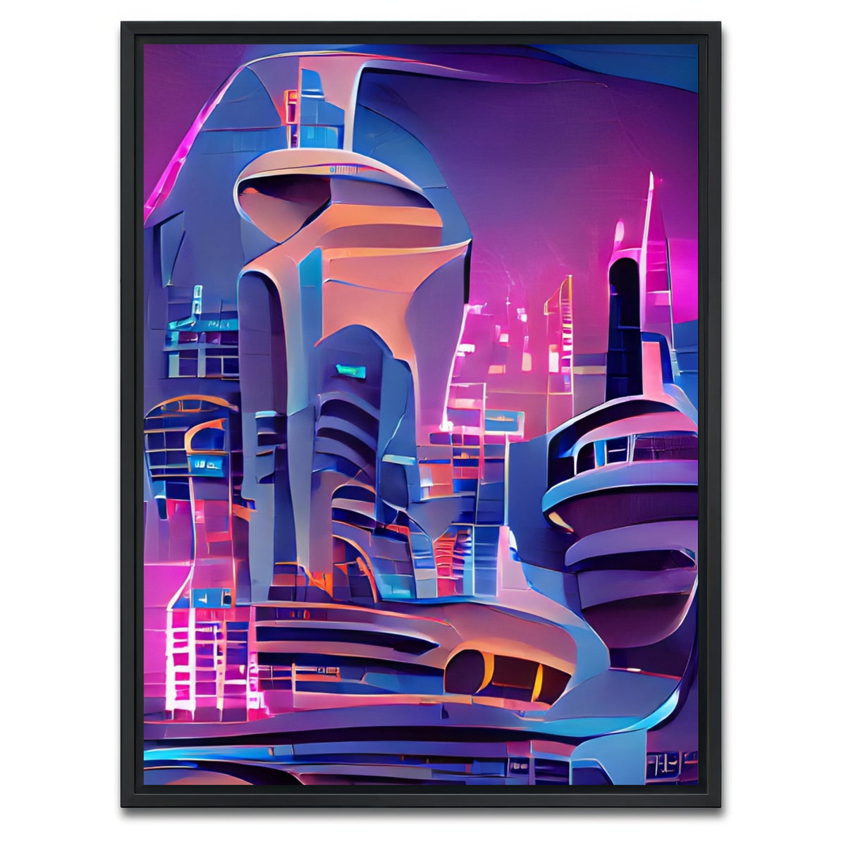 AUTO-MOCKUP WHITE | Futuristic City | 1 Piece | Black Framed Canvas | group=3x4